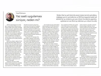YAZ SAATİ UYGULAMASI SÜRÜYOR, NEDEN Mİ? (YUSUF GÜRSUCU-YENİ YAŞAM)