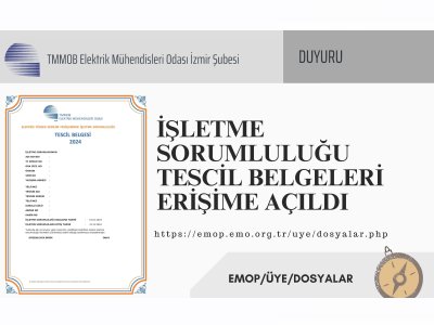 İŞLETME SORUMLULUĞU TESCİL BELGELERİ ERİŞİME AÇILDI