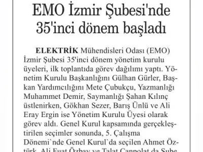 EMO İZMİR ŞUBESİ`NDE 35`İNCİ DÖNEM BAŞLADI (DOKUZ EYLÜL)