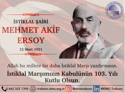 İSTİKLAL MARŞIMIZIN KABULÜNÜN 103. YILI KUTLU OLSUN.