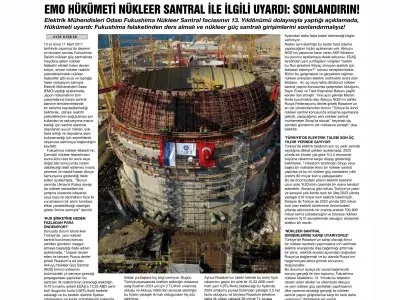 EMO HÜKÜMETİ NÜKLEER SANTRAL İLE İLGİLİ UYARDI: SONLANDIRIN! (TRAKYA DEMOKRAT)