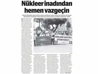 NÜKLEER İNADINDAN HEMEN VAZGEÇİN (BİRGÜN)