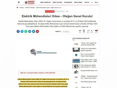 ELEKTRİK MÜHENDİSLERİ ODASI - OLAĞAN GENEL KURULU! (ENERJİEKONOMİSİ.COM)