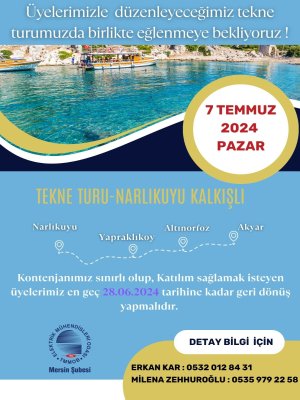 ÜYELERİMİZLE DÜZENLEYECEĞİMİZ TEKNE TURUMUZLA BİRLİKTE EĞLENMEYE BEKLİYORUZ!