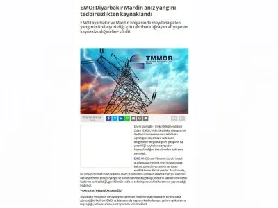 EMO: DİYARBAKIR MARDİN ANIZ YANGINI TEDBİRSİZLİKTEN KAYNAKLANDI (ENERJİGUNLUGU.NET)