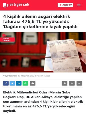 ELEKTRİK ZAMLARINA İLİŞKİN AÇIKLAMAMIZ YEREL BASINDA