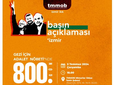 GEZİ NÖBETİNİN 800. GÜNÜ İÇİN ÇAĞRI:<B> #GEZİYEOZGURLUK</B>
