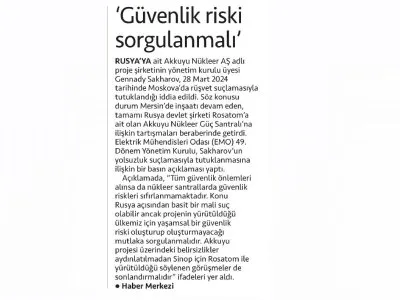 `GÜVENLİK RİSKİ SORGULANMALI` (CUMHURİYET)