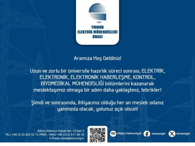 EMODAN MÜHENDİS ADAYLARINA MESAJ: ARAMIZA HOŞ GELDİNİZ