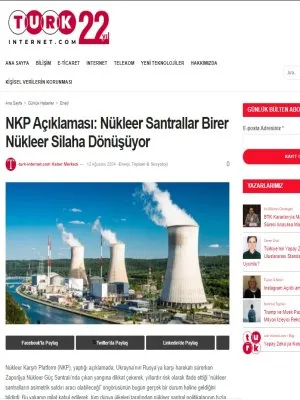 NKP AÇIKLAMASI: NÜKLEER SANTRALLAR BİRER NÜKLEER SİLAHA DÖNÜŞÜYOR (TURK-INTERNET.COM)