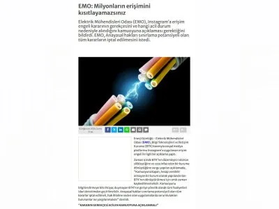 EMO: MİLYONLARIN ERİŞİMİNİ KISITLAYAMAZSINIZ (ENERJİGUNLUGU.NET)
