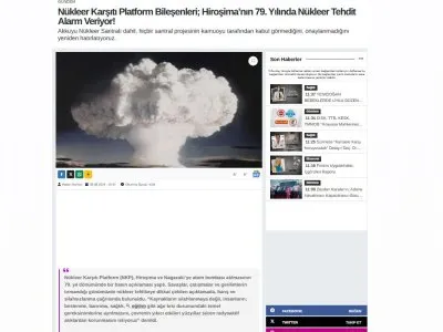 NÜKLEER KARŞITI PLATFORM BİLEŞENLERİ; HİROŞİMANIN 79. YILINDA NÜKLEER TEHDİT ALARM VERİYOR! (HABEREGUVEN.COM)
