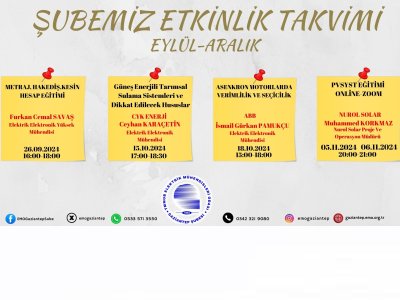 ŞUBEMİZ ETKİNLİK TAKVİMİ YAYINDA