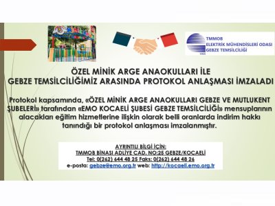 ÖZEL MİNİK ARGE ANAOKULLARI İLE GEBZE TEMSİLCİLİĞİMİZ ARASINDA PROTOKOL ANLAŞMASI İMZALADI
