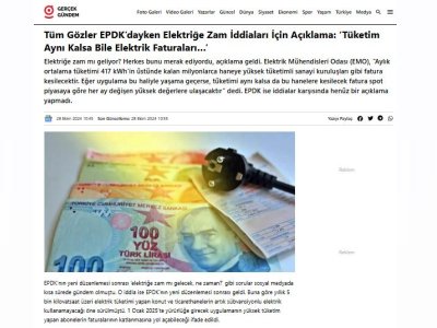 TÜM GÖZLER EPDKDAYKEN ELEKTRİĞE ZAM İDDİALARI İÇİN AÇIKLAMA: TÜKETİM AYNI KALSA BİLE ELEKTRİK FATURALARI (GERCEKGUNDEM.COM)