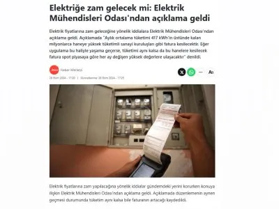 ELEKTRİĞE ZAM GELECEK Mİ: ELEKTRİK MÜHENDİSLERİ ODASI`NDAN AÇIKLAMA GELDİ (SOZCU.COM.TR)