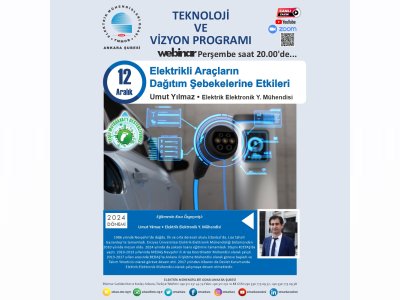 ELEKTRİKLİ ARAÇLARIN DAĞITIM ŞEBEKELERİNE ETKİLERİ BAŞLIKLI WEBINAR DÜZENLENECEK