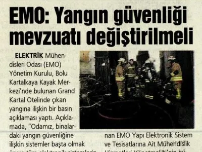EMO: YANGIN GÜVENLİĞİ MEVZUATI DEĞİŞTİRİLMELİ (SÖZCÜ GAZETESİ, 23.01.2025)
