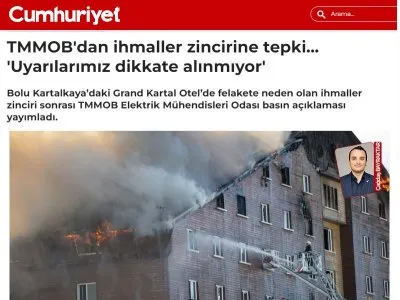 TMMOB`DAN İHMALLER ZİNCİRİNE TEPKİ... `UYARILARIMIZ DİKKATE ALINMIYOR` (CUMHURİYET.COM.TR, 23.01.2025)