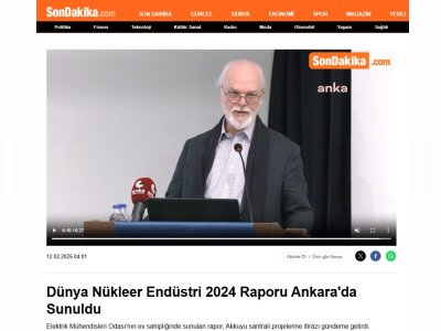 DÜNYA NÜKLEER ENDÜSTRİ 2024 RAPORU ANKARA`DA SUNULDU (SONDAKİKA.COM, 12.02.2025)