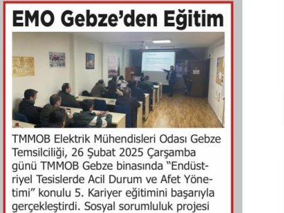 YENİ HABER ``EMO GEBZE`DEN EĞİTİM``
