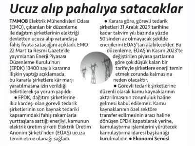 UCUZ ALIP PAHALIYA SATACAKLAR (CUMHURİYET GAZETESİ, 25.03.2025)
