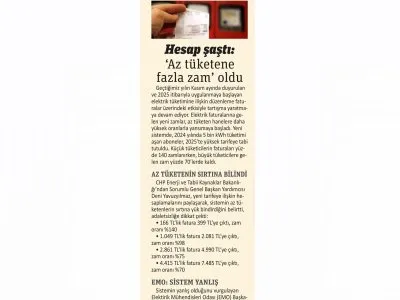 HESAP ŞAŞTI: `AZ TÜKETENE FAZLA ZAM` OLDU (GAZETE PENCERE, 08.03.2025)