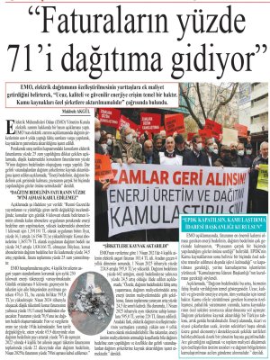 `FATURALARIN YÜZDE 71`İ DAĞITIMA GİDİYOR` (BAŞKENT GAZETESİ, )