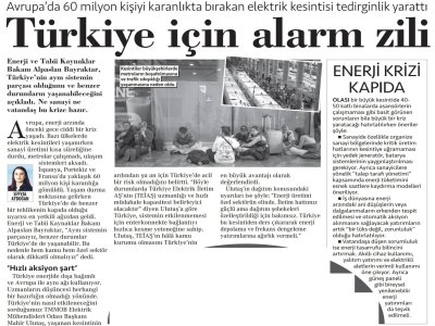ELEKTRİKTE ALARM ZİLİ (CUMHURİYET GAZETESİİ 30.04.2025)
