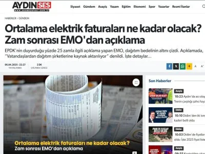 ORTALAMA ELEKTRİK FATURALARI NE KADAR OLACAK? ZAM SONRASI EMO`DAN AÇIKLAMA (SESGAZETESİ.COM.TR, 06.04.2025)