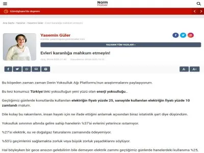 EVLERİ KARANLIĞA MAHKUM ETMEYİN! (NORMHABER.COM, 09.04.2025)