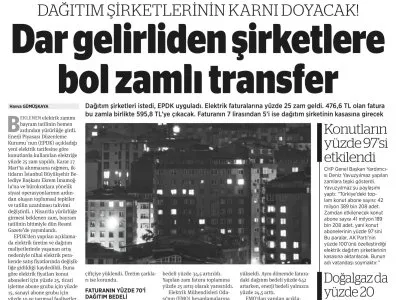 ELEKTRİK VE GAZA ZAM BAYRAM SONRASI ZAM YAĞMURU (BİRGÜN GAZETESİ, 06.04.2025)