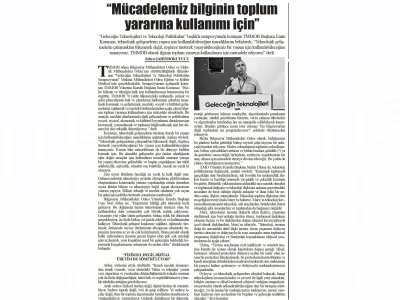 `MÜCADELEMİZ BİLGİNİN TOPLUM YARARINA KULLANIMI İÇİN` (BAŞKENT GAZETESİ, 13.05.2025)