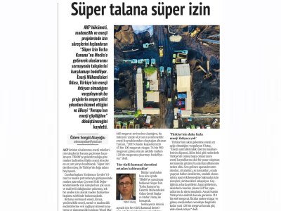 SÜPER TALANA SÜPER İZİN, NE GÖL KALACAK NE YAYLA (EVRENSEL GAZETESİ, 22.05.2025)