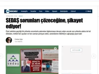 EN KOCAELİ GAZETESİ : SEDAŞ SORUNLARINI ÇÖZECEĞİNE, ŞİKAYET EDİYOR!
