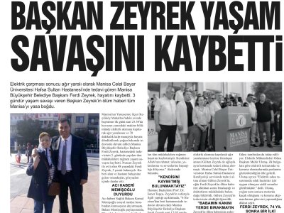 BAŞKAN FERDİ ZEYREK YAŞAM SAVAŞINI KAYBETTİ (MANİSA`DA DENGE GAZETESİ, 10.06.2025)