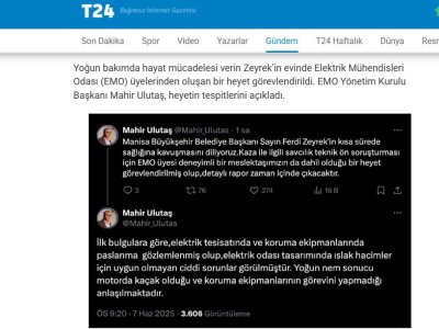 YOĞUN BAKIMDAKİ FERDİ ZEYREK`İN KIZINDAN İHMAL İDDİASI: İLK İNCELEME YAPILDI, MOTORDA KAÇAK OLDUĞU VE KORUMA EKİPMANLARININ GÖREVİNİ YAPMADIĞI ANLAŞILDI (T24.COM.TR, 07.06.2025)