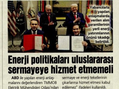 ENERJİ POLİTİKALARI ULUSLARARASI SERMAYEYE HİZMET ETMEMELİ (SÖZCÜ, 28.09.2025)