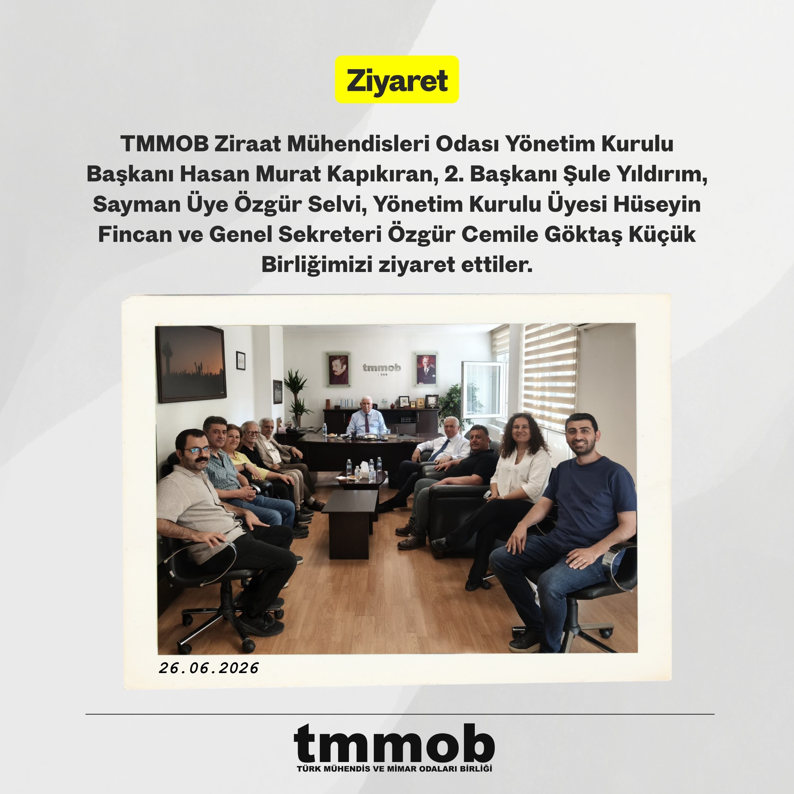 ZMO, TMMOB'Yİ ZİYARET ETTİ